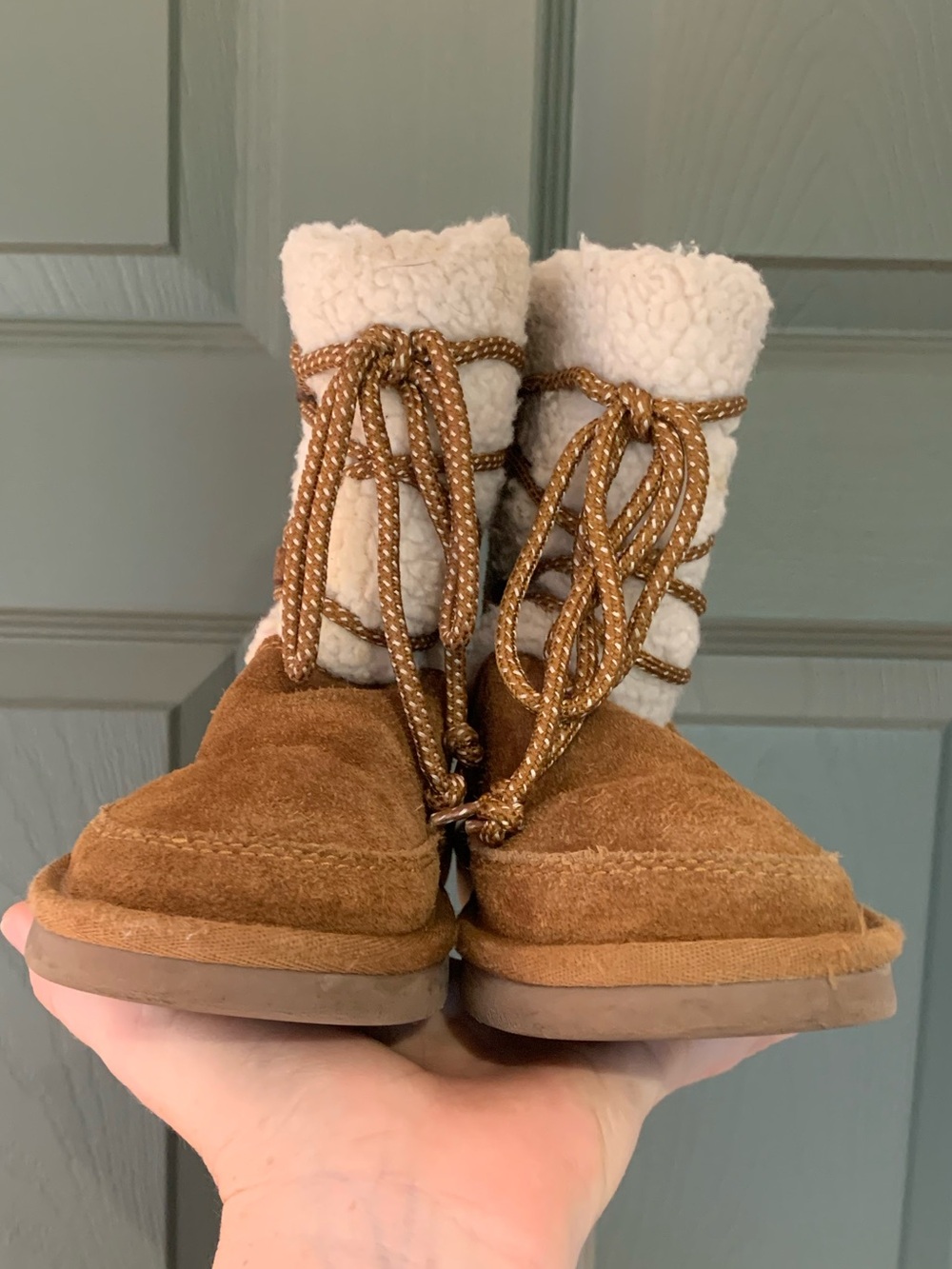 Koolaburra Chestnut Suede Lace-Up Shearling Boots